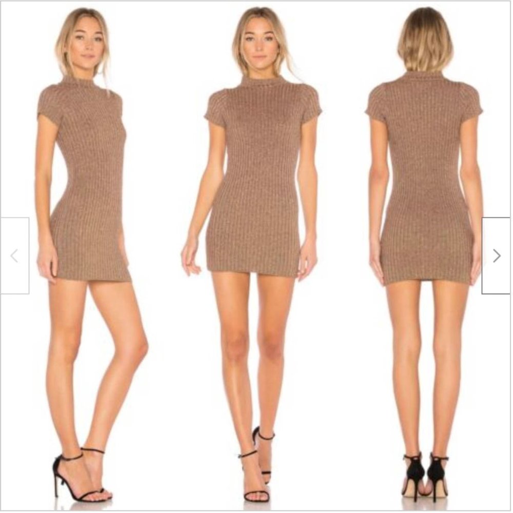 For Love & Lemons Knitz Sparkle Knit Turtleneck Dress